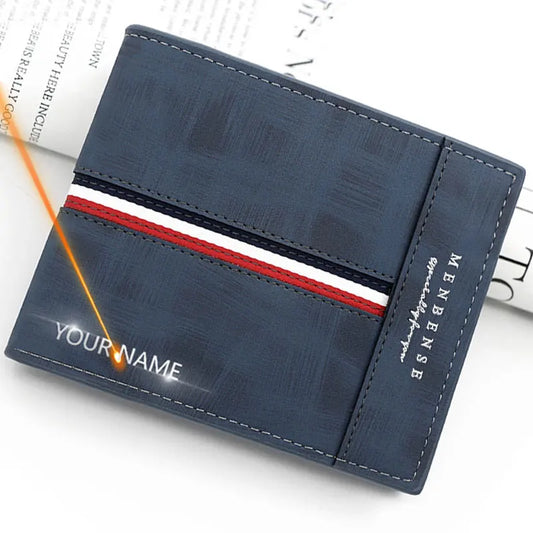 Customizable Small PU Leather Wallet Men