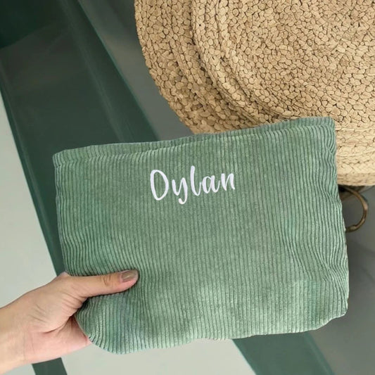 Customizable Corduroy Makeup Bag