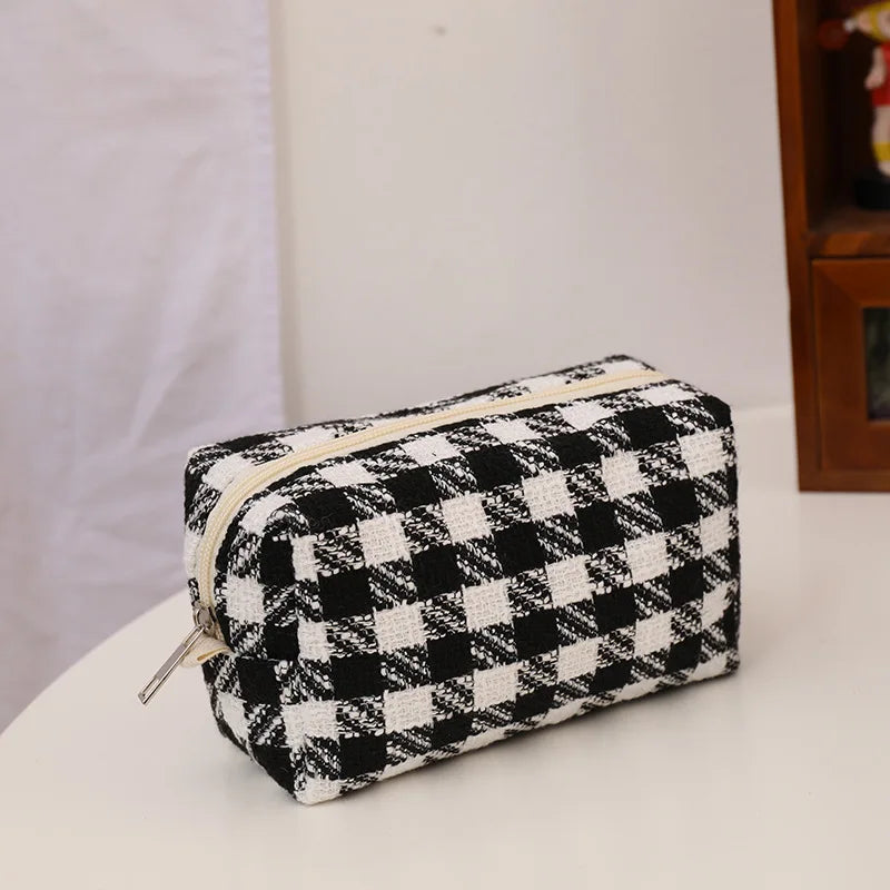 Personalized Embroidered Makeup Bag Plaid