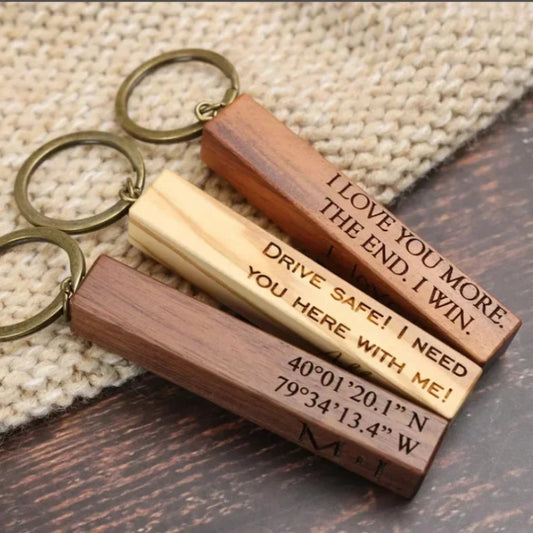 Personalized Engraved Wooden Key Ring