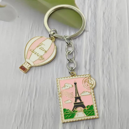 Eiffel Tower Stamp Key Ring