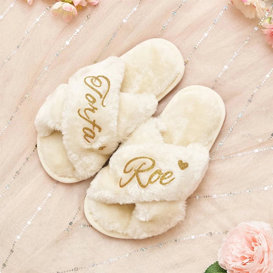 Personalized Faux Fur Slippers