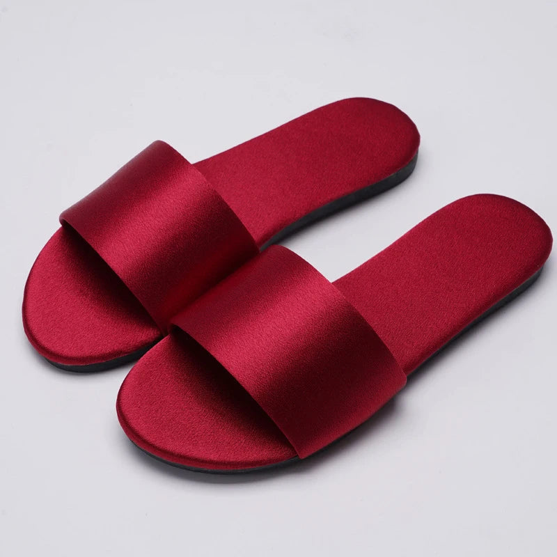 Custom Satin Slippers Red