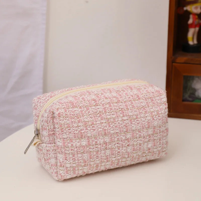 Personalized Embroidered Makeup Bag Plaid