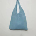 Load image into Gallery viewer, Knitted Wool Tote Bag Customizable Embroidery Light Blue
