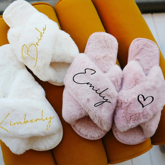 Personalized Faux Fur Slippers