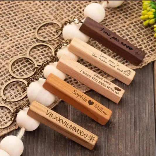 Personalized Engraved Wooden Key Ring