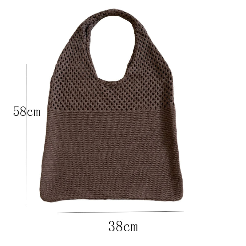 Knitted Wool Tote Bag Customizable Embroidery