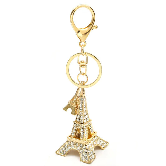 Eiffel Tower Key Ring With Rhinestone