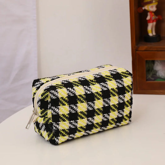 Personalized Embroidered Makeup Bag Plaid