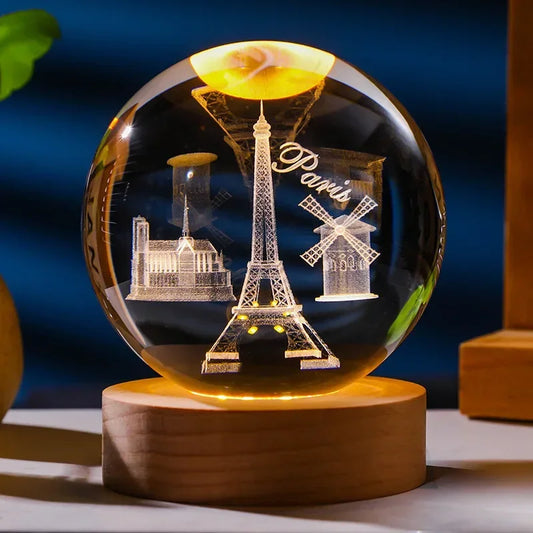 Crystal Ball With Tower Eiffel Light