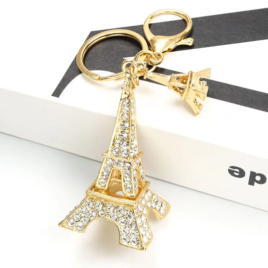 Eiffel Tower Key Ring With Rhinestone