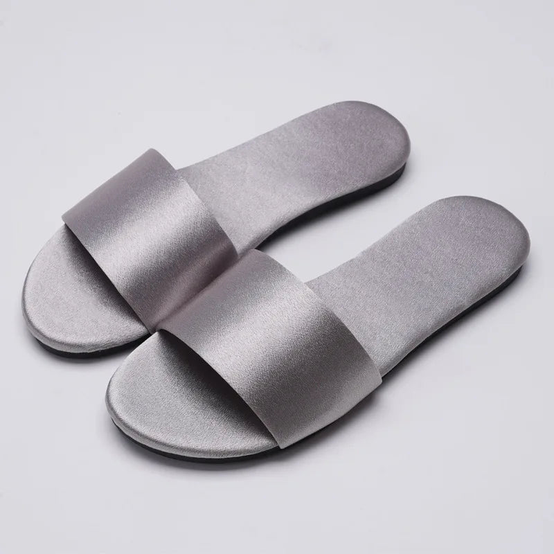 Custom Satin Slippers Grey