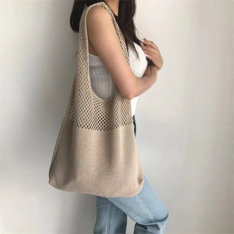 Knitted Wool Tote Bag Customizable Embroidery