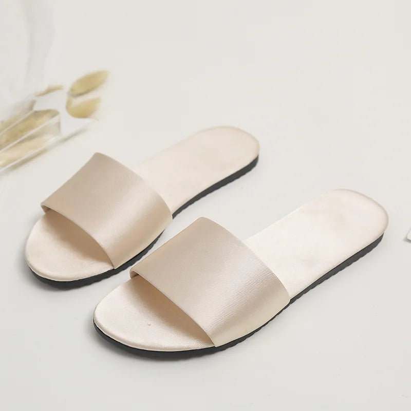 Custom Satin Slippers White