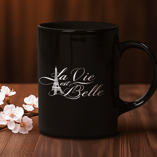 Mug black La Vie Est Belle