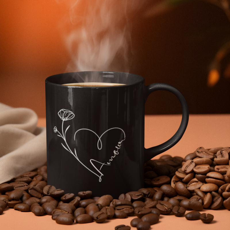 Mug Black Amour Heart 