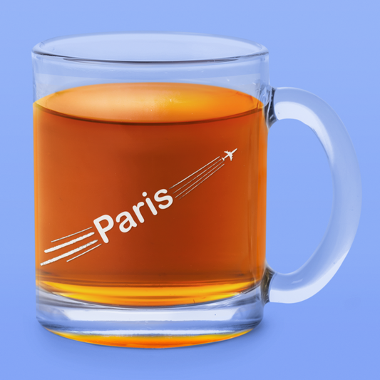 Glass Mug Paris Airplane