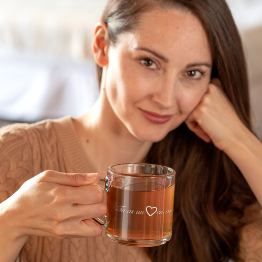 Glass Mug Tu as Un Coeur en Or