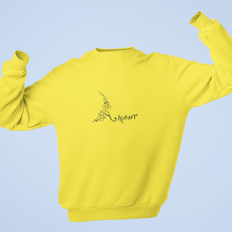 Sweater Yellow Amour With Flowers