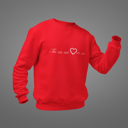 Sweater Red Tu as un Coeur en Or