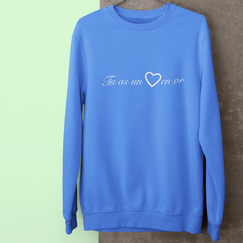 Sweater Blue Tu as un Coeur en Or