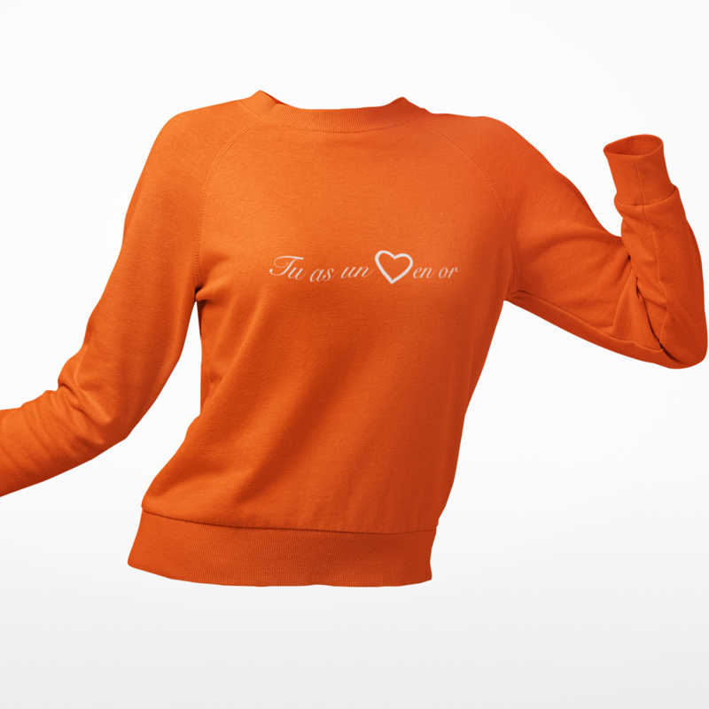 Sweater Orange Tu as un Coeur en Or