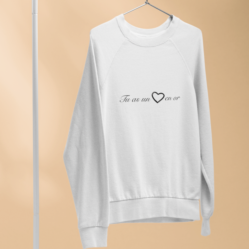 Sweater White Tu as un Coeur en Or