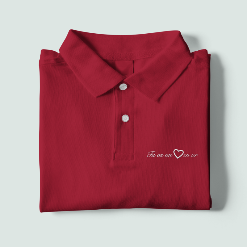 Polo Shirt Red Tu as Un Coeur en Or