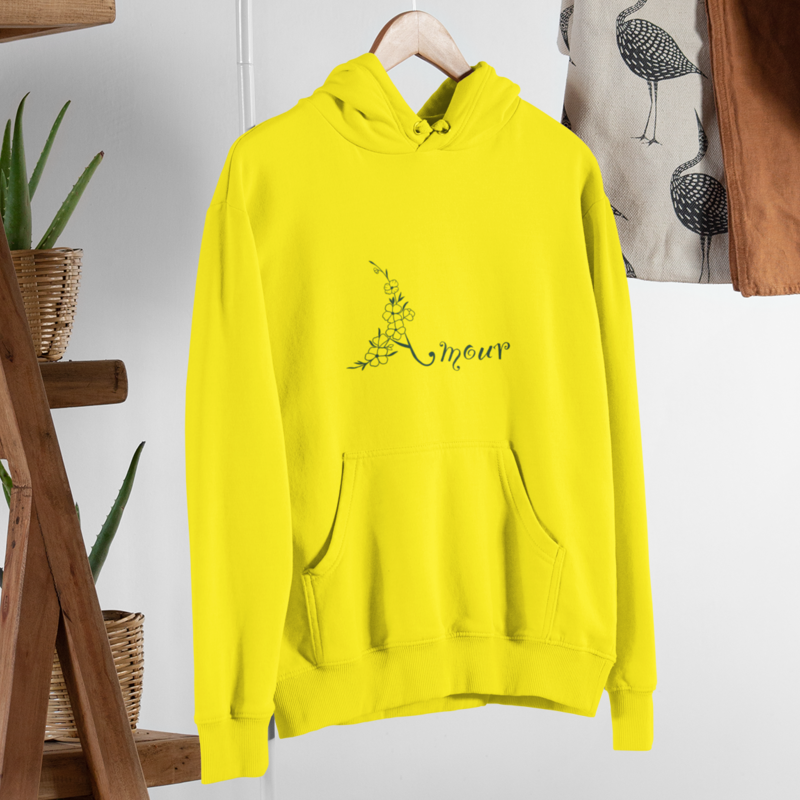 Hoodie Yellow Amour With Flowers