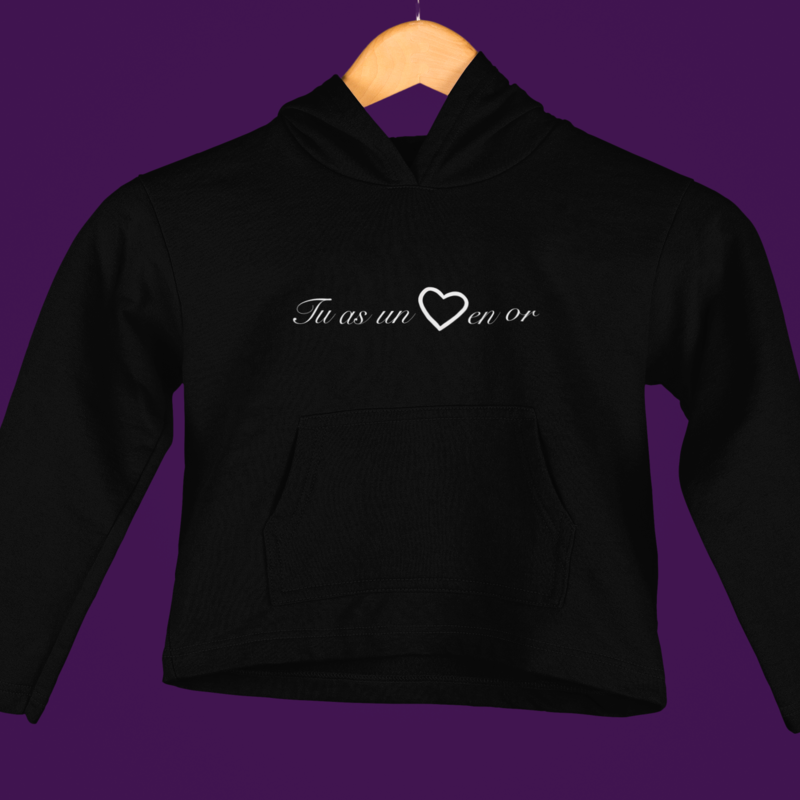 Child Hoodie Black Tu as un Coeur en Or