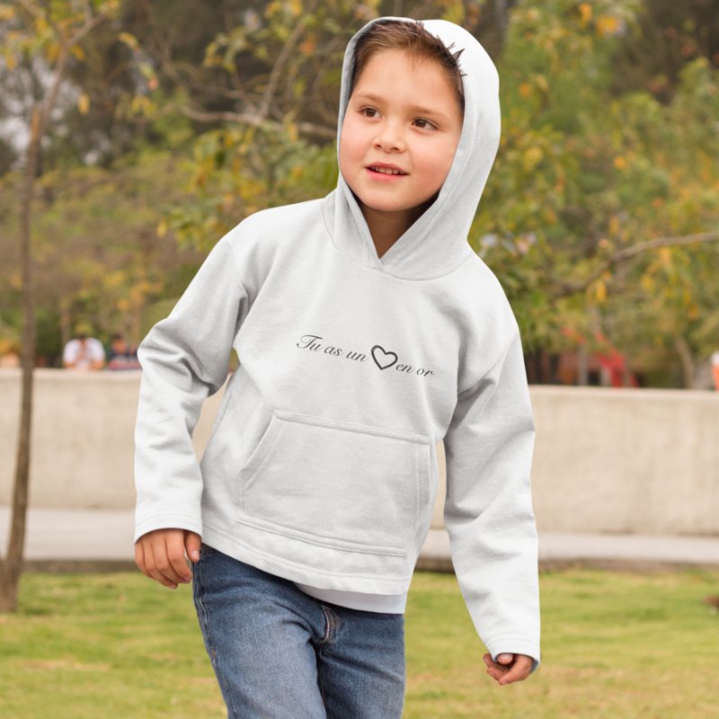 Child Hoodie White  Tu as un Coeur en Or