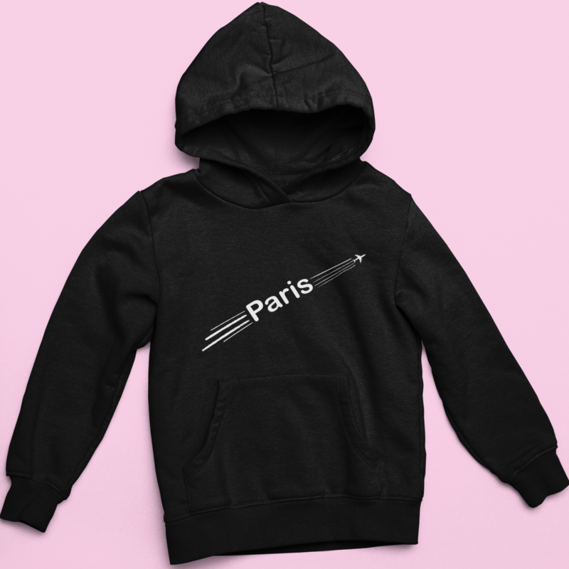 Hoodie Black Airplane Paris