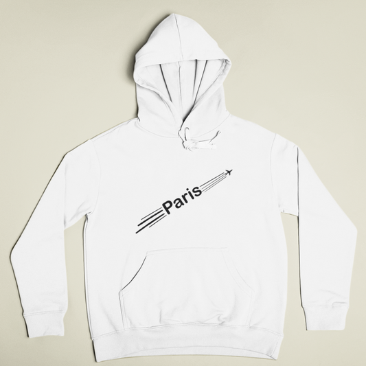 Hoodie White Airplane Paris