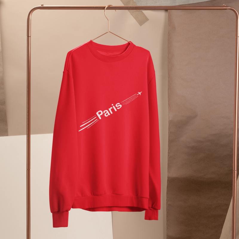 Sweater Red Airplane Paris