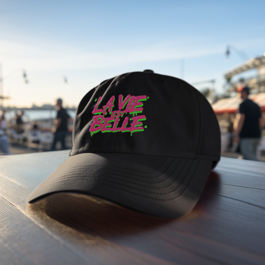 Cap Black La Vie Est Belle Green And Pink