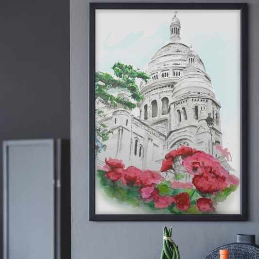 Official Watercolor Painting of Basilique Sacré Coeur Paris