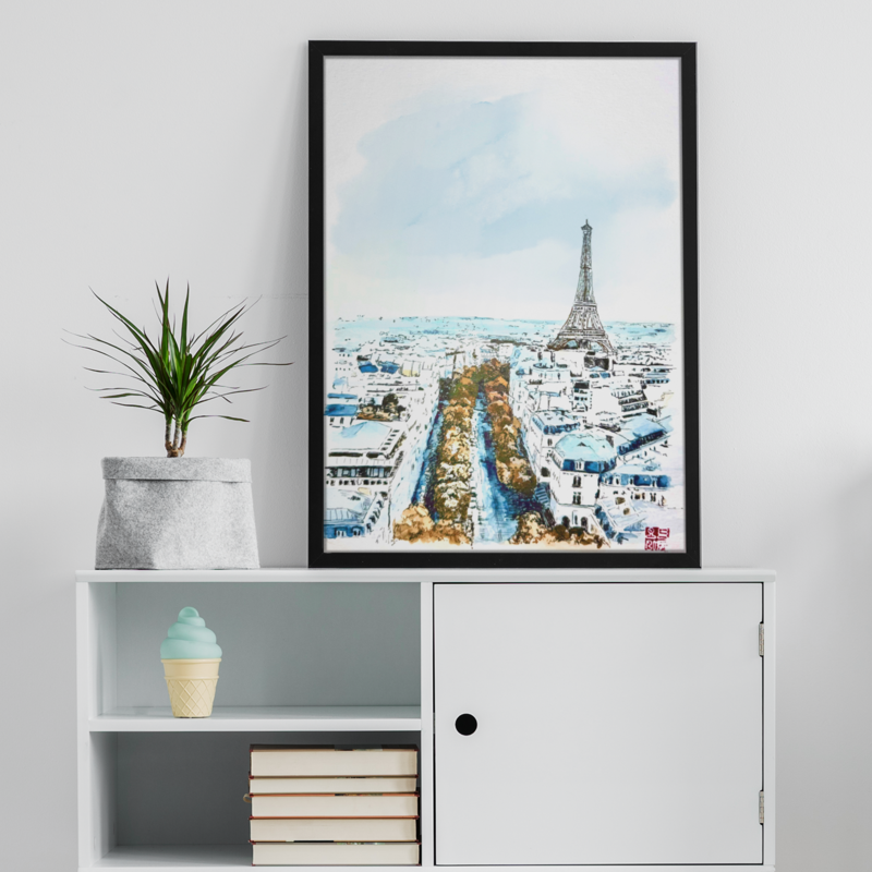 Official Watercolor Painting of Tower Eiffel