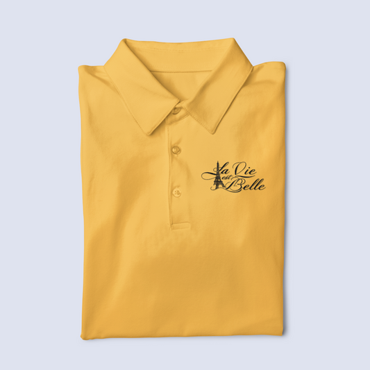 Polo Shirt La Vie Est Belle Customizable yellow