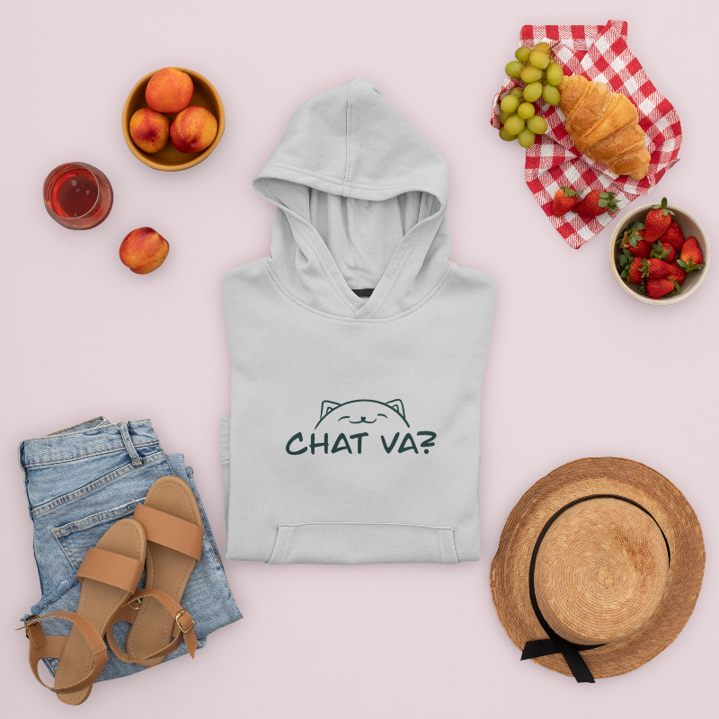 Child Hoodie White Chat Va