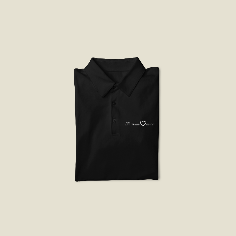 Polo Shirt Black Tu as Un Coeur en Or