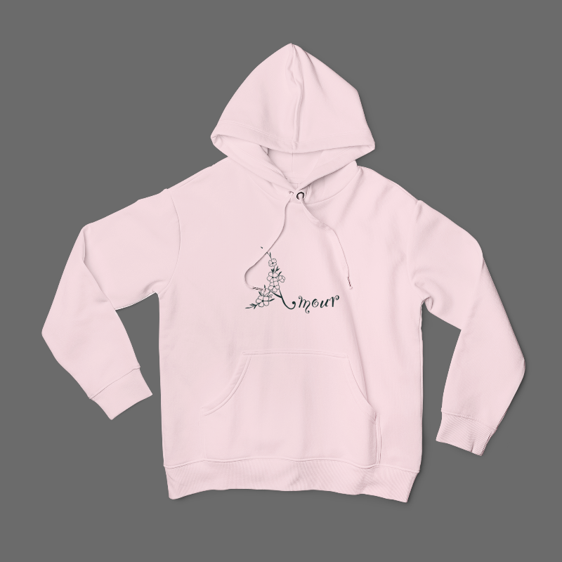 Hoodie Pink  Amour With Flowers