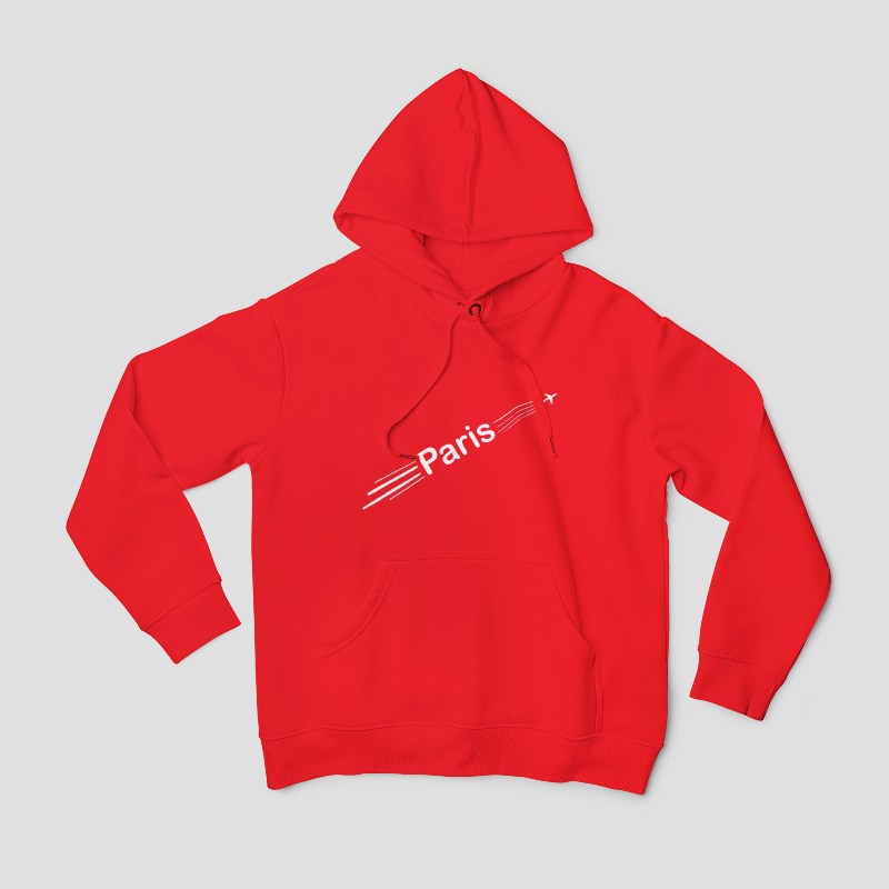 Hoodie Red Airplane Paris